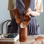 Utensil Holder Teak Wood Vertical Stand Moisture-Resistant