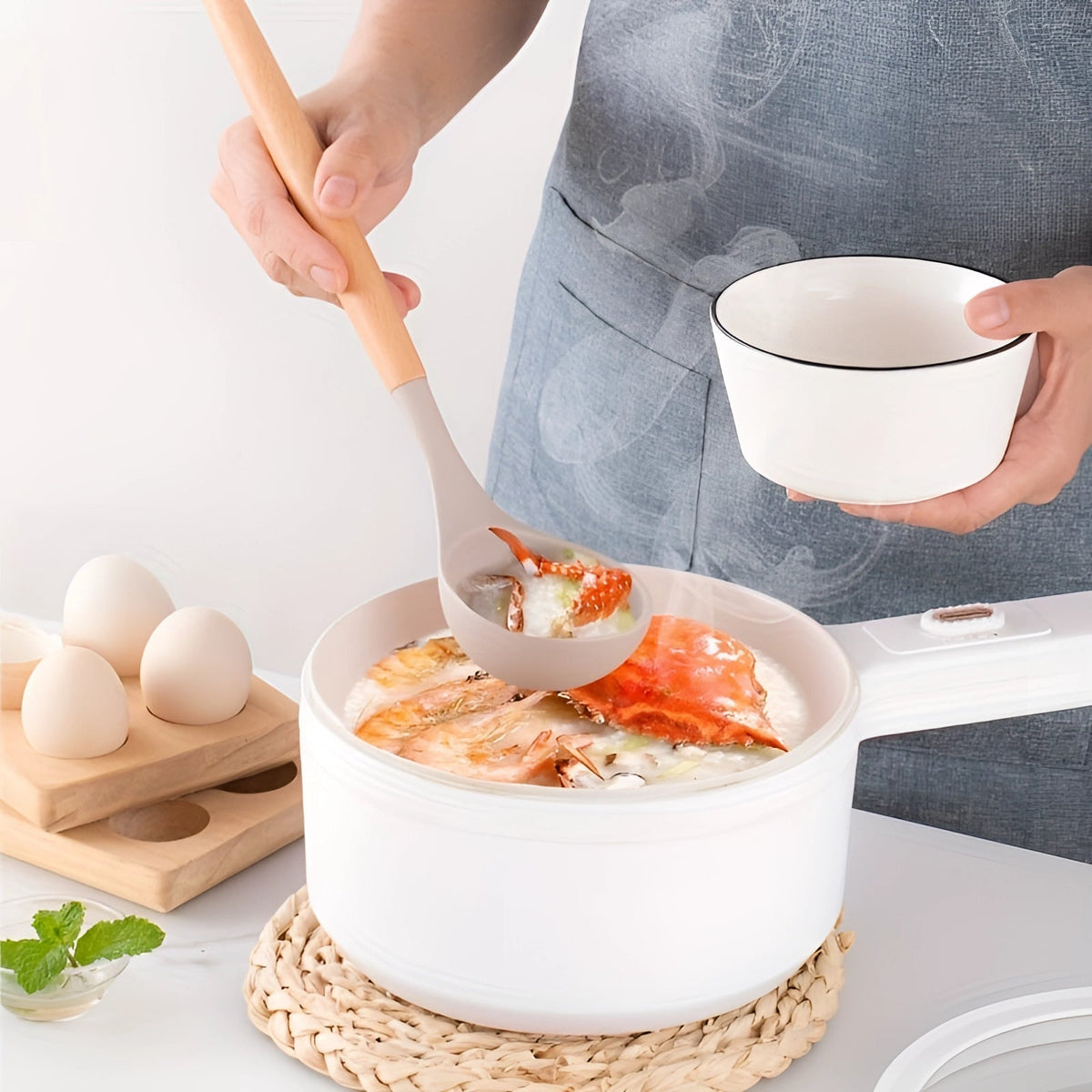 Utensil Set 12-Piece Silicone Bamboo Handles