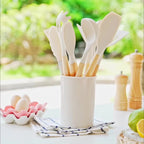 Utensil Set 12-Piece Silicone Bamboo Handles