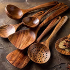 Utensil Set 7-Piece Teak Wood Non-Stick Safe
