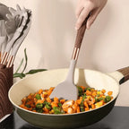 Utensil Set Heat-Resistant & Non-Stick Silicone Wood-Look Handles