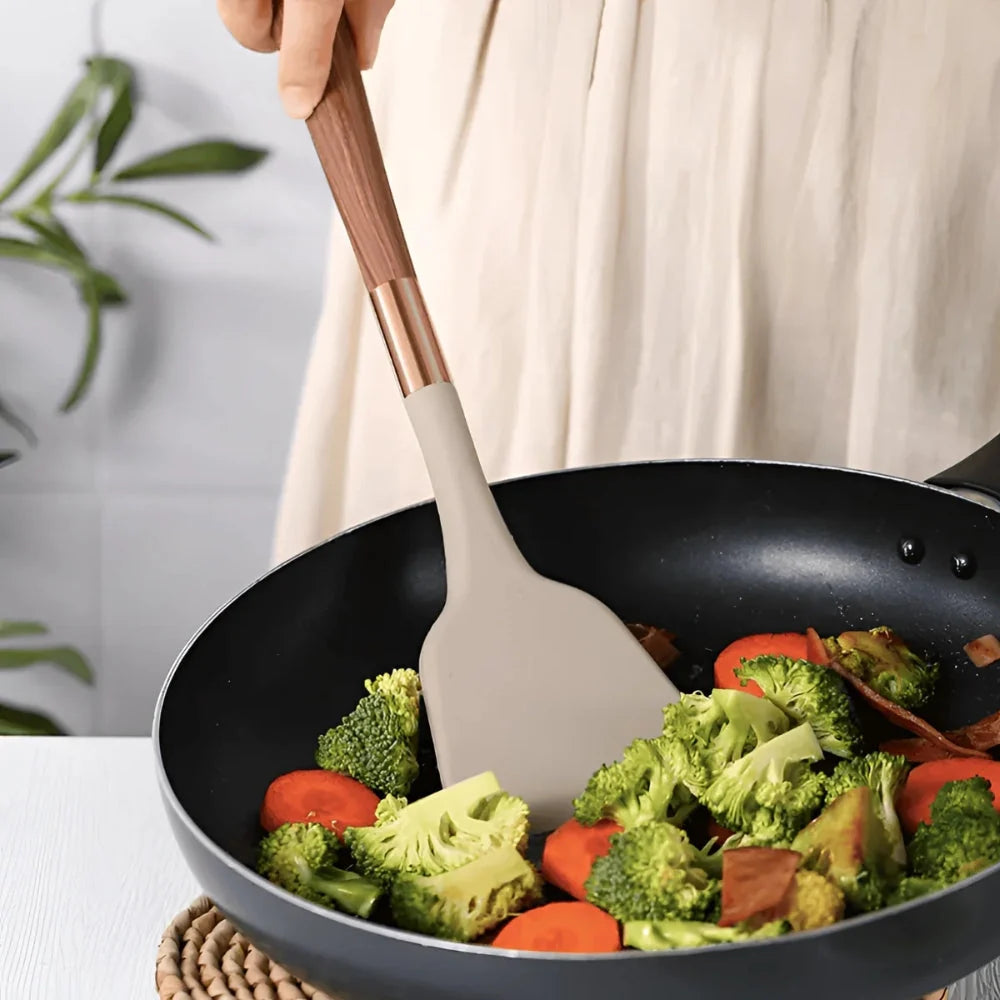 Utensil Set Heat-Resistant Silicone Ergonomic Handles 10-Piece