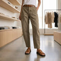 Utility Pants High-Waist Tapered Leg Deep Pockets