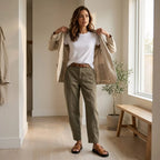 Utility Pants High-Waist Tapered Leg Deep Pockets