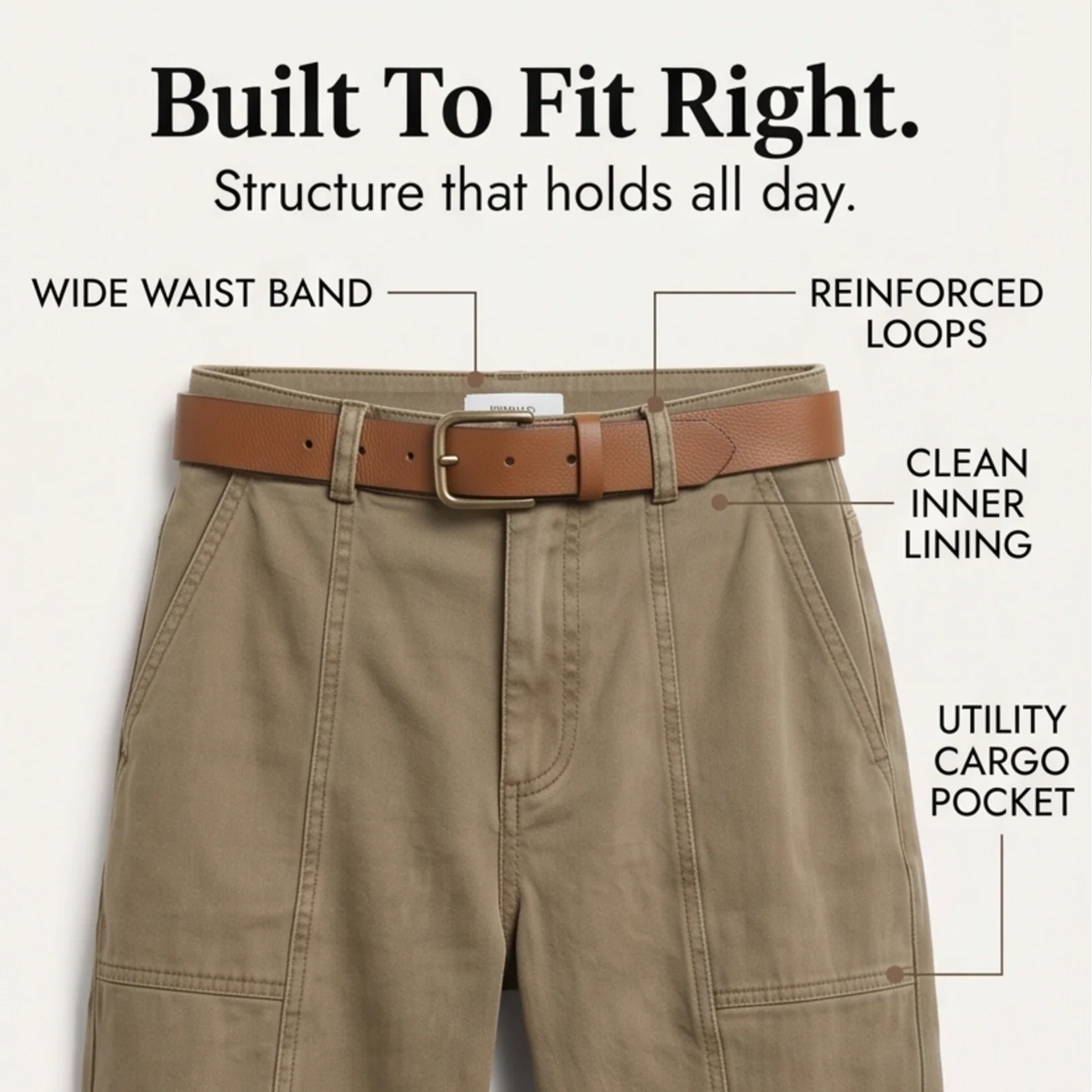 Utility Pants High-Waist Tapered Leg Deep Pockets