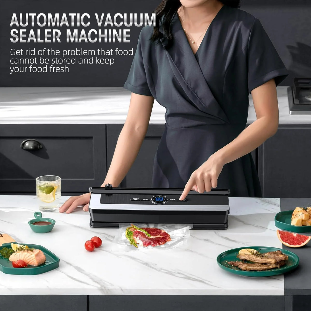 Vacuum Sealer 8-in-1 Built-In Cutter Automatic Seal