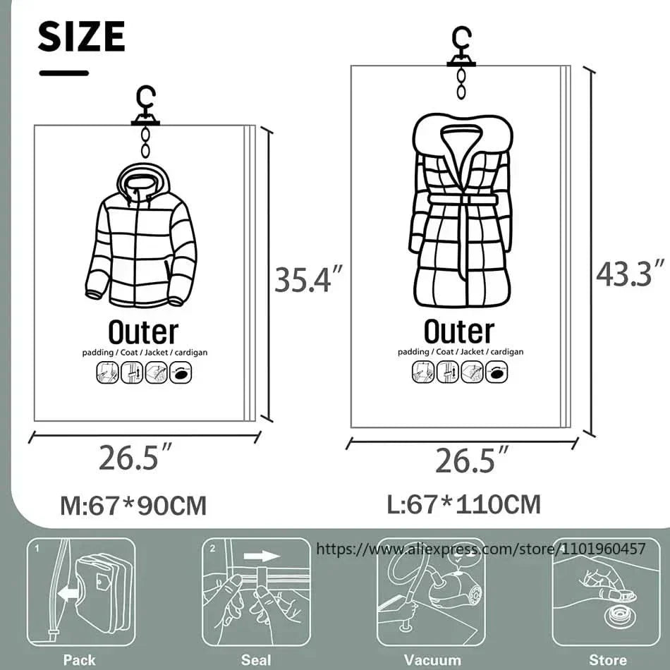 Vacuum Storage Bags Hanging Space-Saving Dustproof & Moisture-Resistant