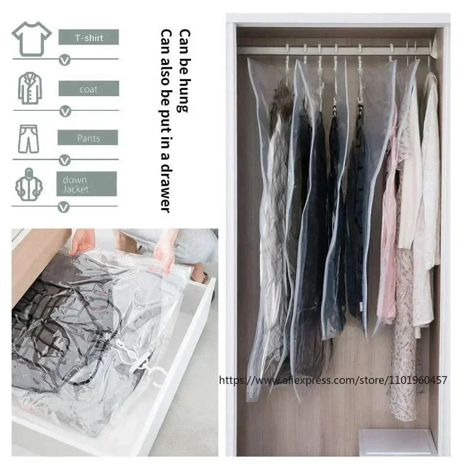 Vacuum Storage Bags Hanging Space-Saving Dustproof & Moisture-Resistant