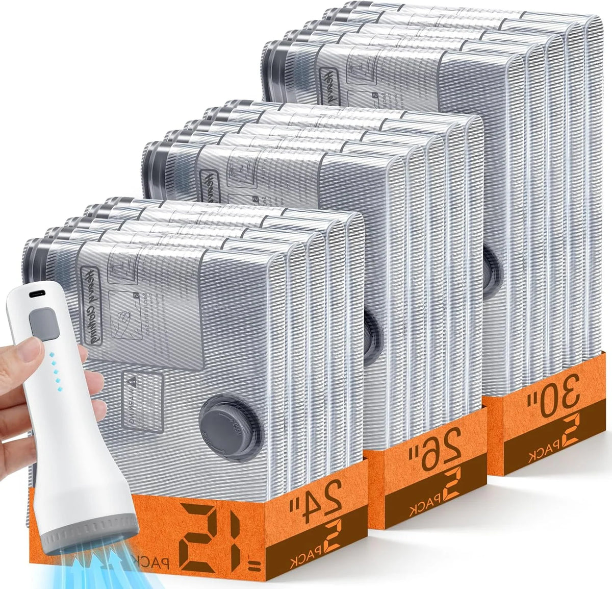 Vacuum Storage Bags Wireless Pump Zipper Seal
