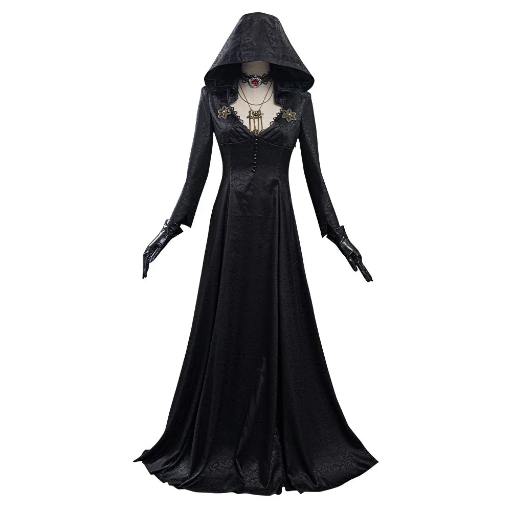 Vampire Costume Set Screen-Accurate Jacquard Coat & Satin Dress