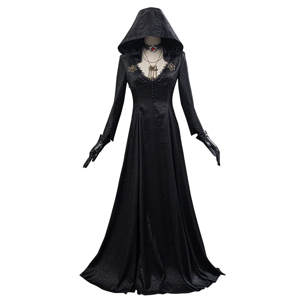 Vampire Costume Set Screen-Accurate Jacquard Coat & Satin Dress