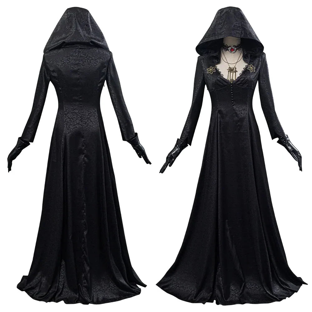 Vampire Costume Set Screen-Accurate Jacquard Coat & Satin Dress
