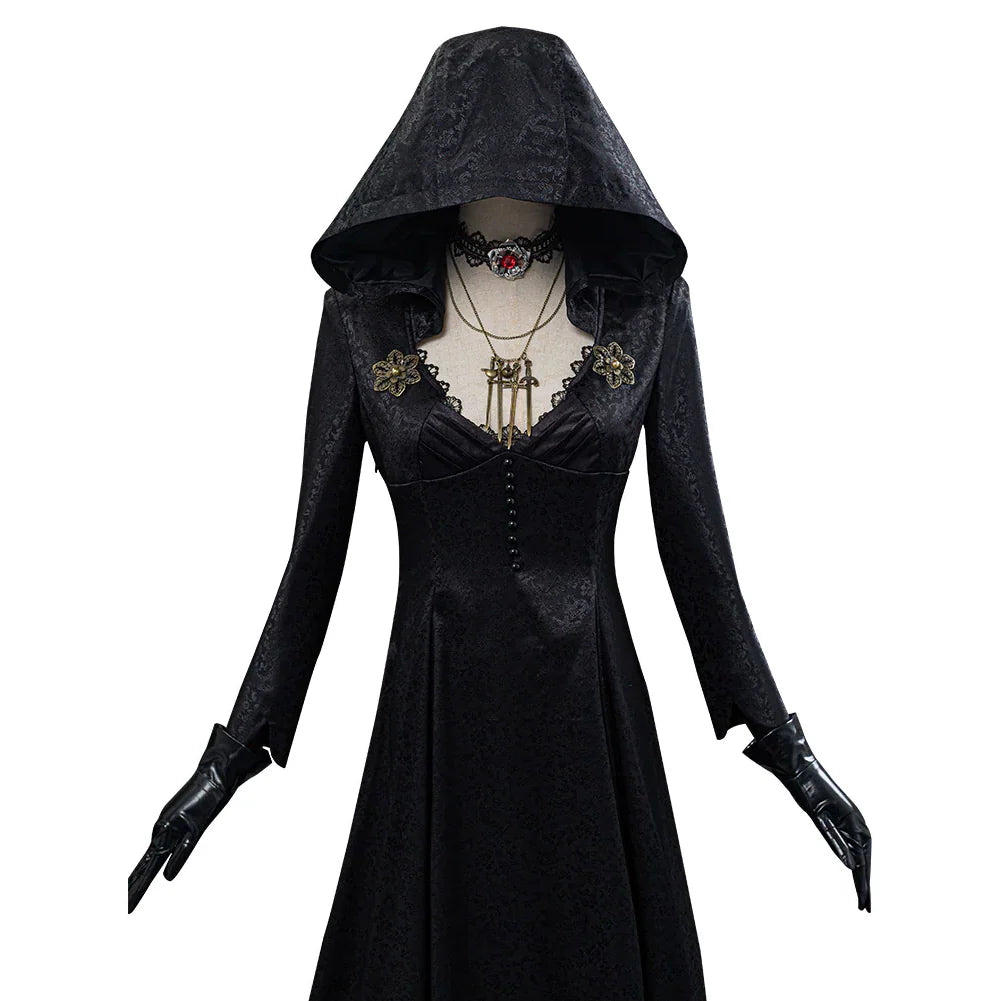 Vampire Costume Set Screen-Accurate Jacquard Coat & Satin Dress