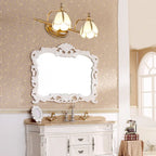 Vanity Light Scalloped Opal Glass Brass Finish