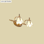 Vanity Light Scalloped Opal Glass Brass Finish