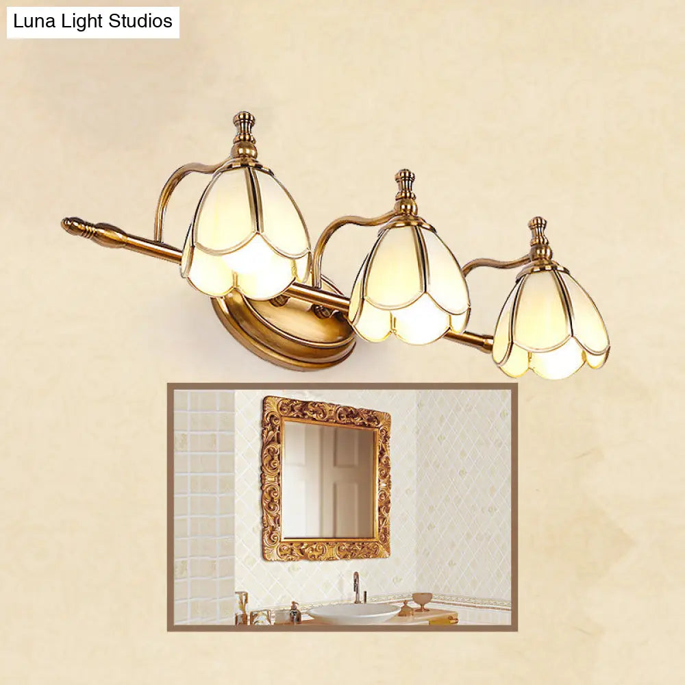 Vanity Light Scalloped Opal Glass Brass Finish