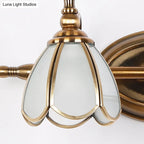 Vanity Light Scalloped Opal Glass Brass Finish