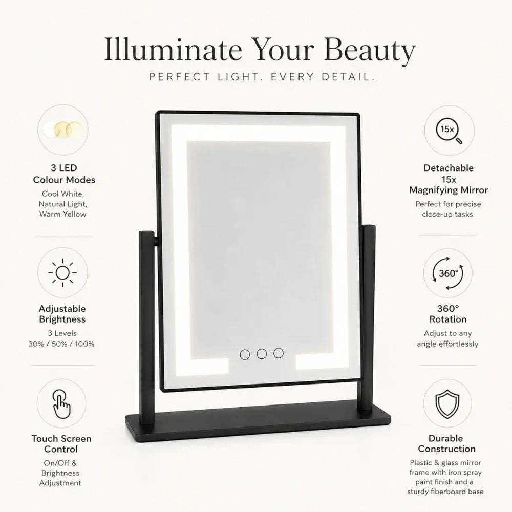 Vanity Mirror Lighted Touch Dimmable 15x Magnification