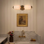 Vanity Wall Light Art Deco Milk Glass Brushed Brass