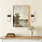 Vanity Wall Light Art Deco Milk Glass Brushed Brass