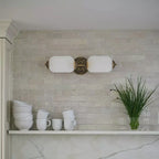 Vanity Wall Light Art Deco Milk Glass Brushed Brass