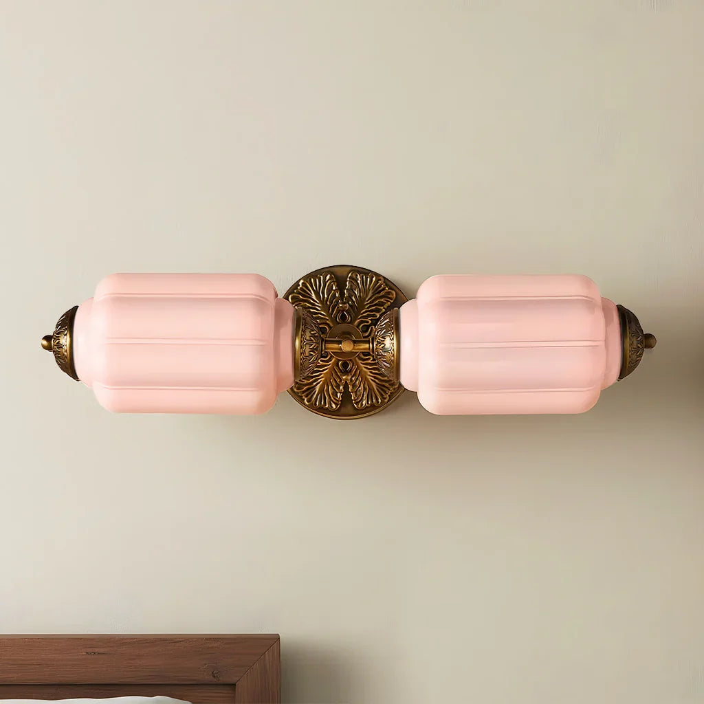Vanity Wall Light Art Deco Milk Glass Brushed Brass