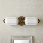 Vanity Wall Light Art Deco Milk Glass Brushed Brass