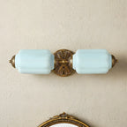 Vanity Wall Light Art Deco Milk Glass Brushed Brass