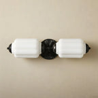 Vanity Wall Light Art Deco Milk Glass Brushed Brass