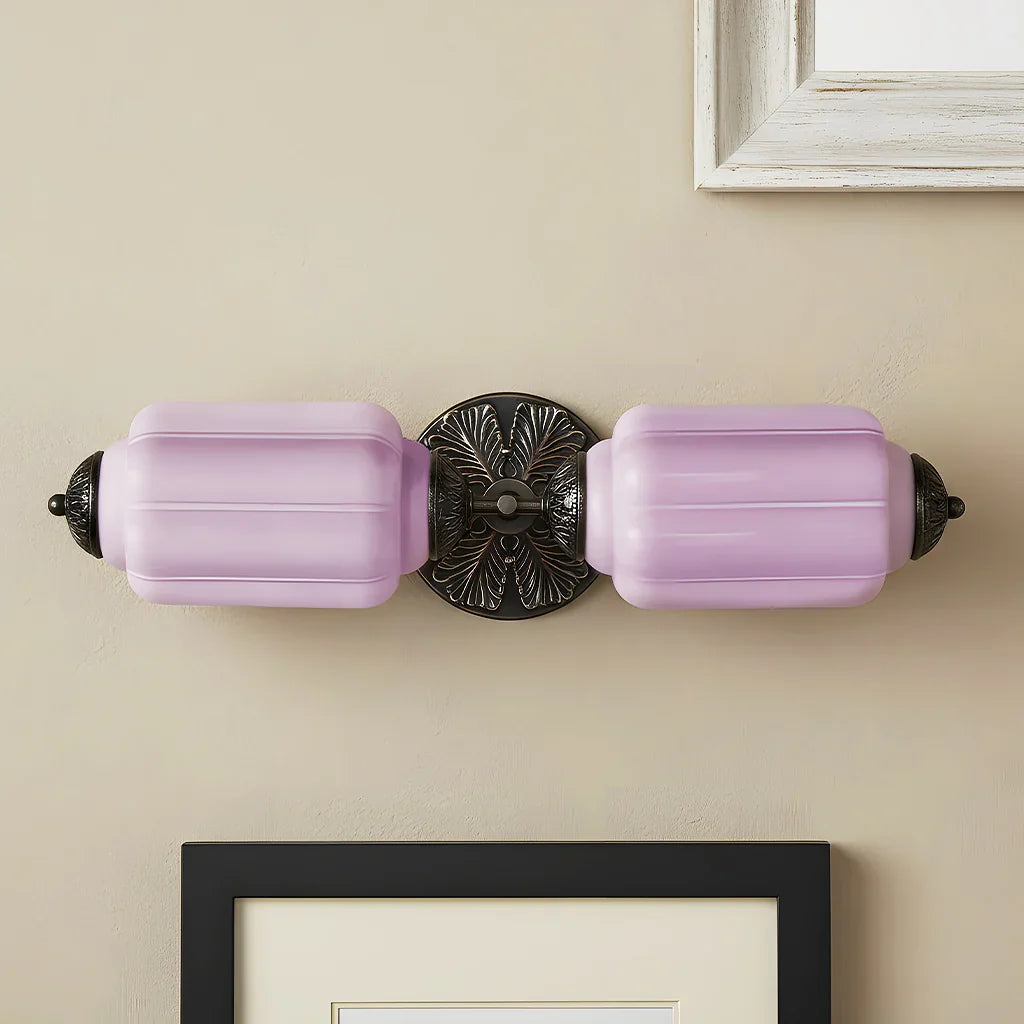 Vanity Wall Light Art Deco Milk Glass Brushed Brass
