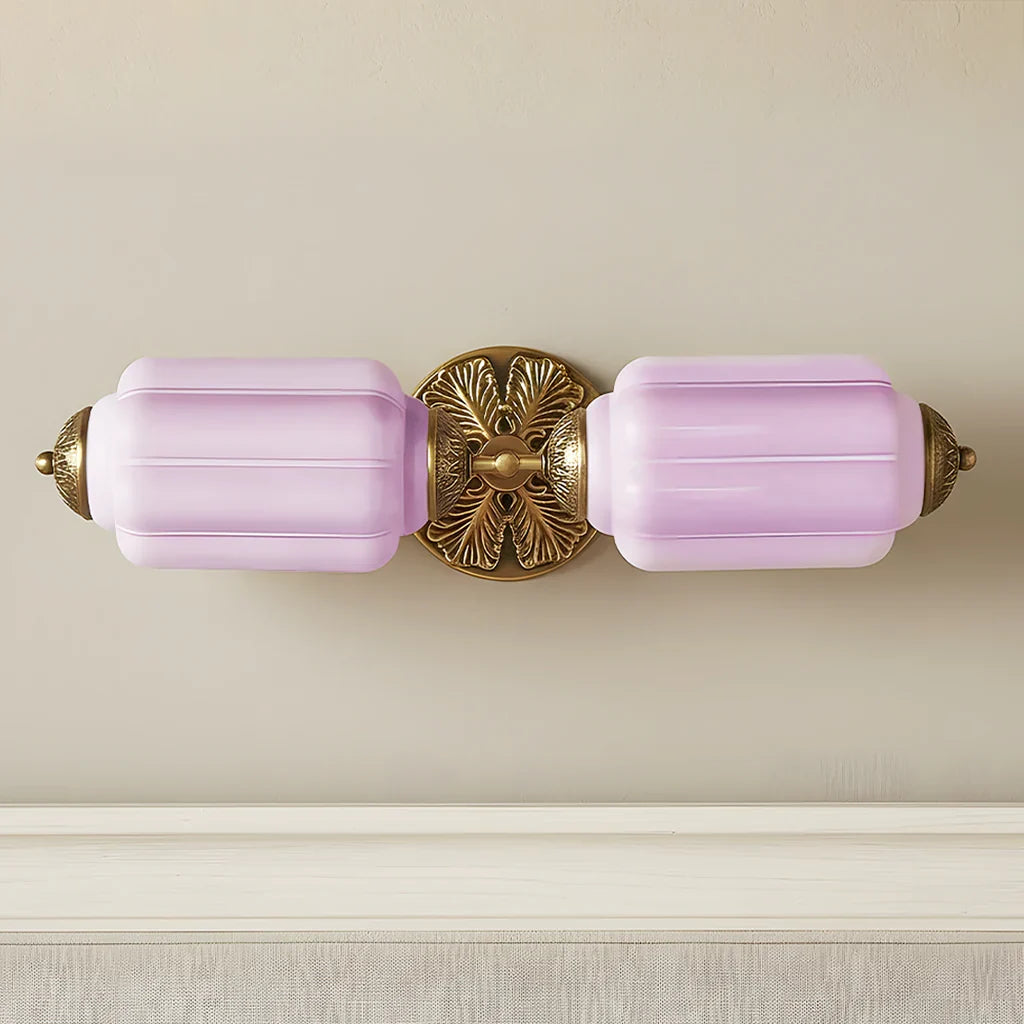 Vanity Wall Light Art Deco Milk Glass Brushed Brass