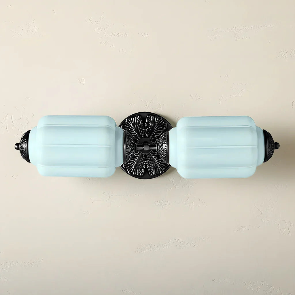 Vanity Wall Light Art Deco Milk Glass Brushed Brass