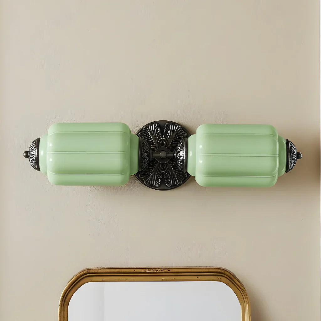 Vanity Wall Light Art Deco Milk Glass Brushed Brass