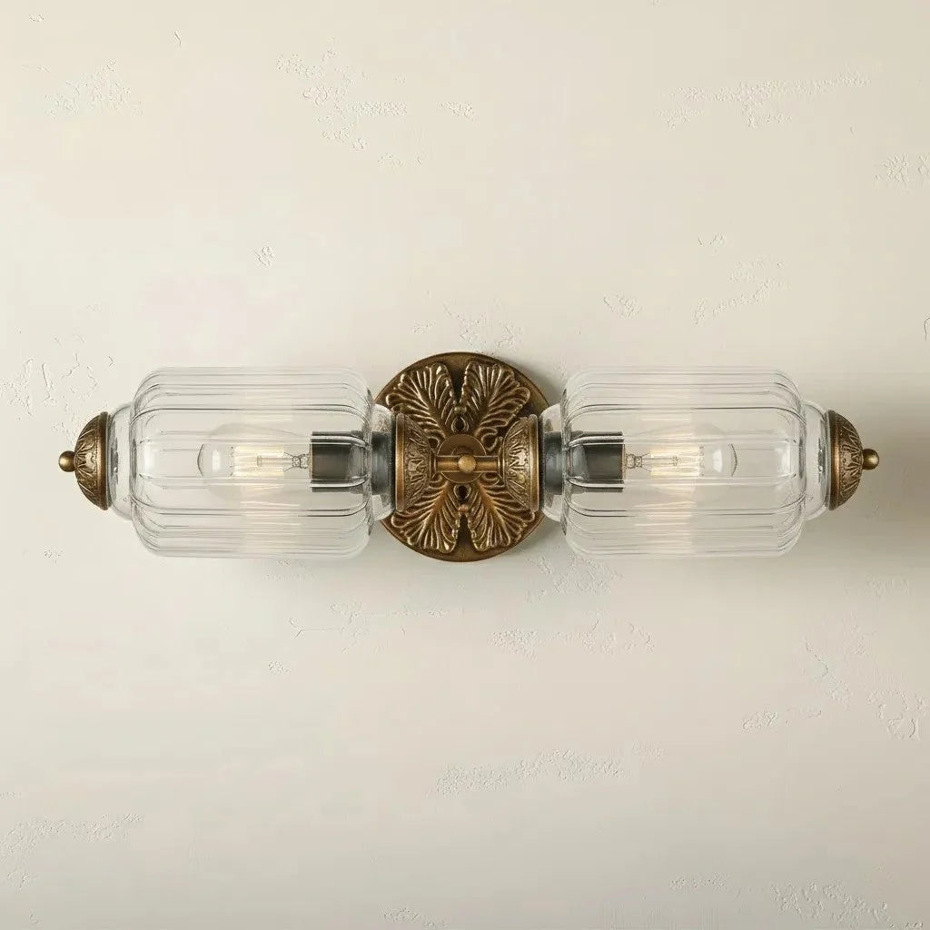 Vanity Wall Light Art Deco Milk Glass Brushed Brass