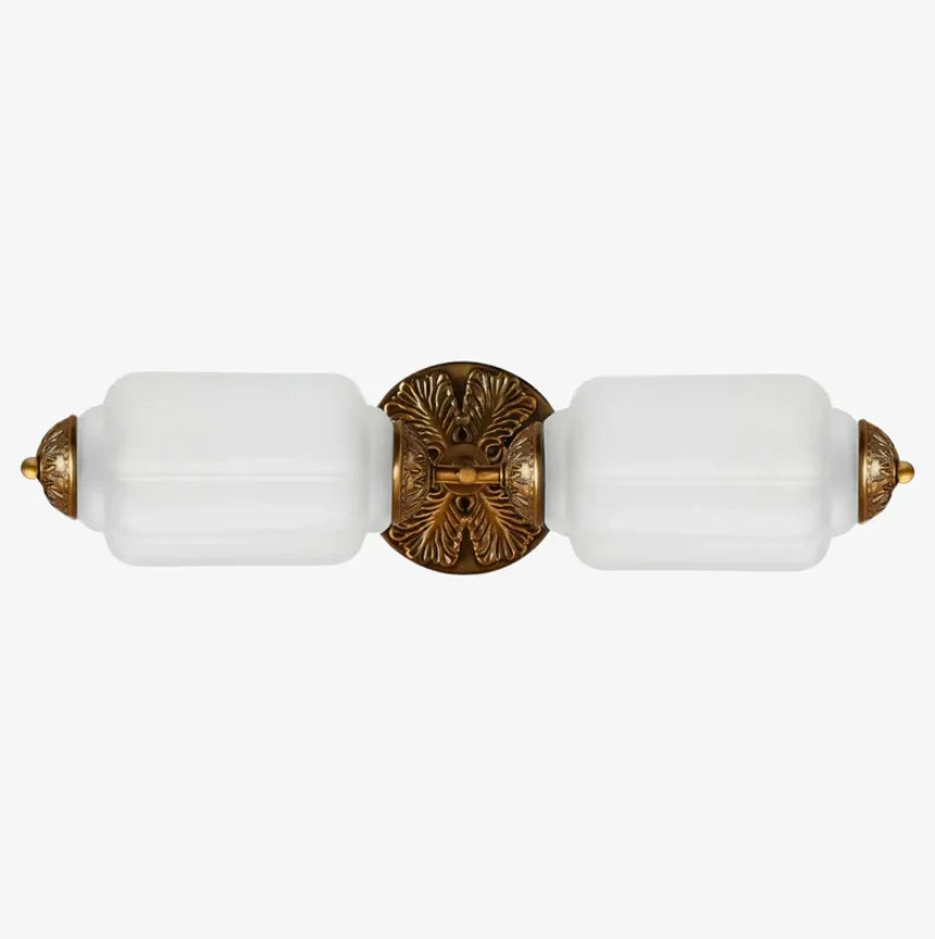 Vanity Wall Light Art Deco Milk Glass Brushed Brass