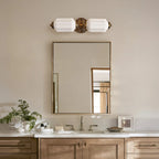 Vanity Wall Light Art Deco Milk Glass Brushed Brass