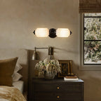 Vanity Wall Light Art Deco Milk Glass Brushed Brass