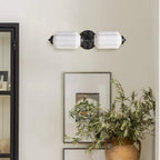 Vanity Wall Light Art Deco Milk Glass Brushed Brass
