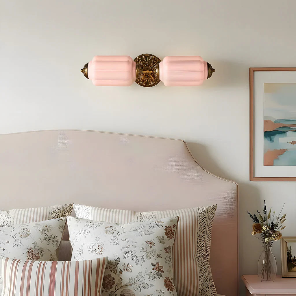 Vanity Wall Light Art Deco Milk Glass Brushed Brass