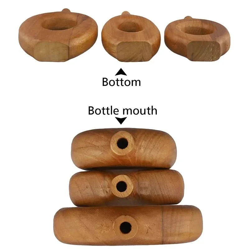 Vase Handcrafted Natural Wood Tabletop Decor