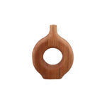 Vase Handcrafted Natural Wood Tabletop Decor