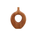Vase Handcrafted Natural Wood Tabletop Decor