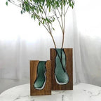 Vase Wooden Body With Glass Insert