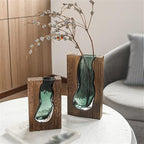 Vase Wooden Body With Glass Insert