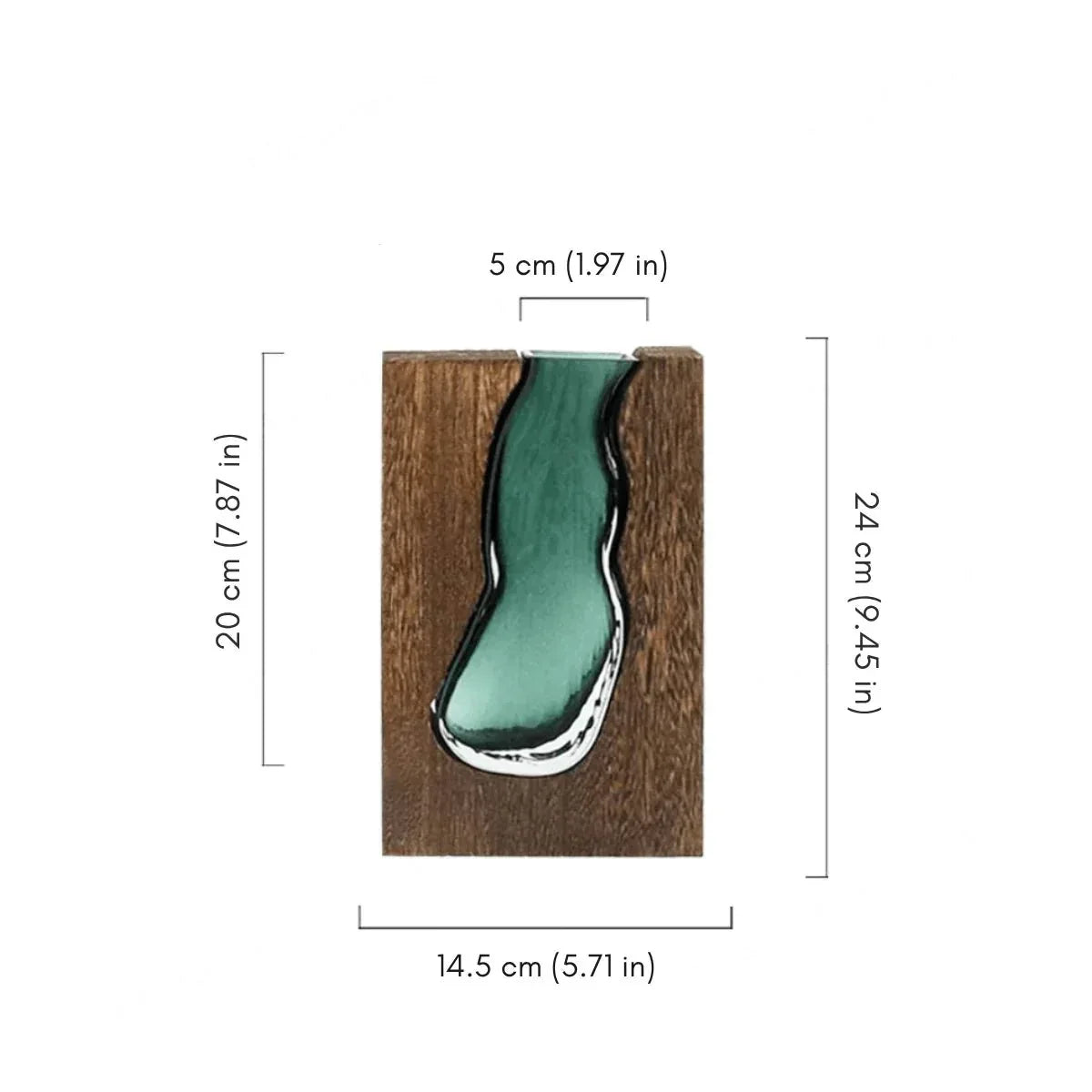 Vase Wooden Body With Glass Insert