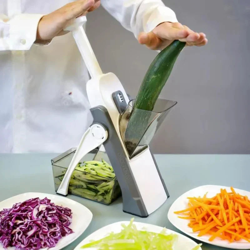 Vegetable Chopper 5-in-1 Stainless Steel Blades Safety Guard
