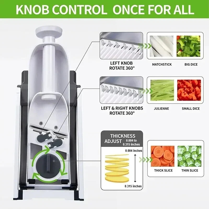 Vegetable Chopper 5-in-1 Stainless Steel Blades Safety Guard