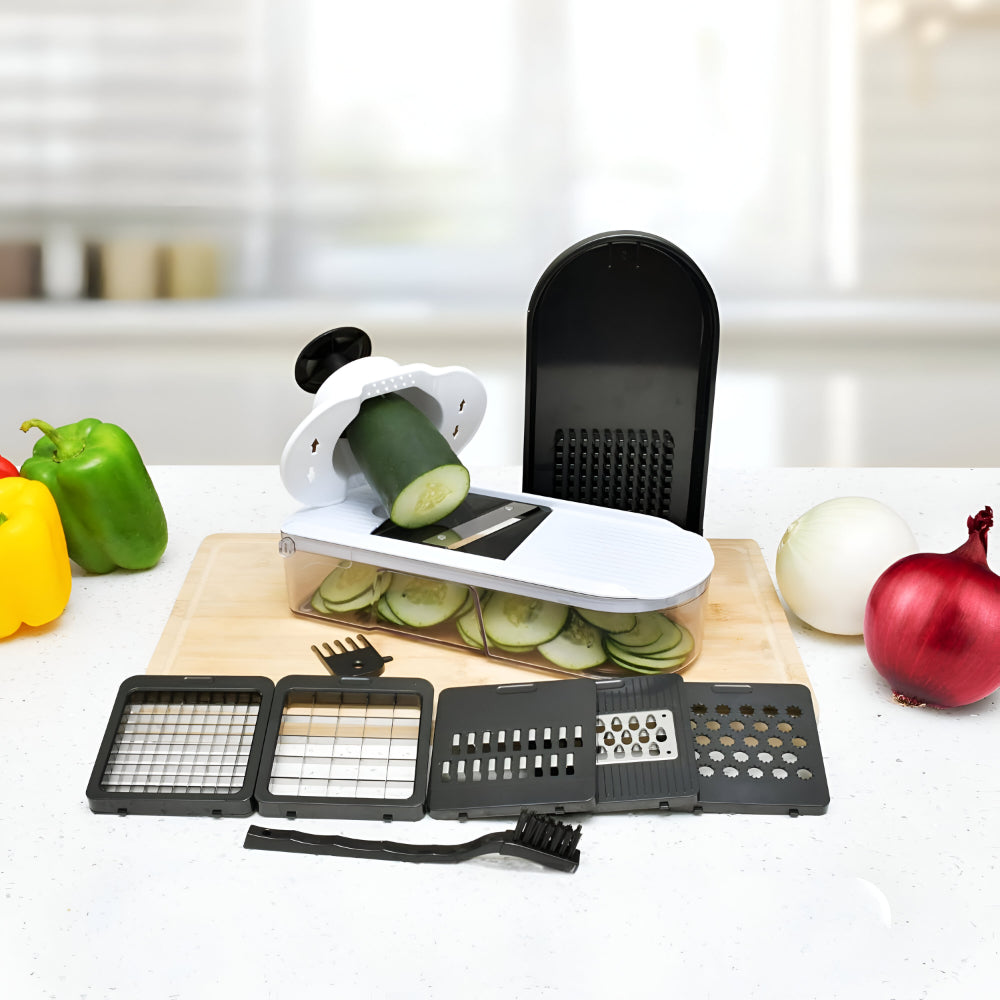 Vegetable Chopper 7-In-1 Stainless Steel Blades Safety Guard