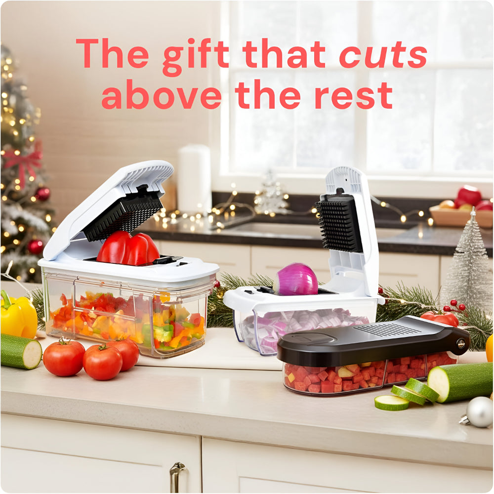 Vegetable Chopper 7-In-1 Stainless Steel Blades Safety Guard