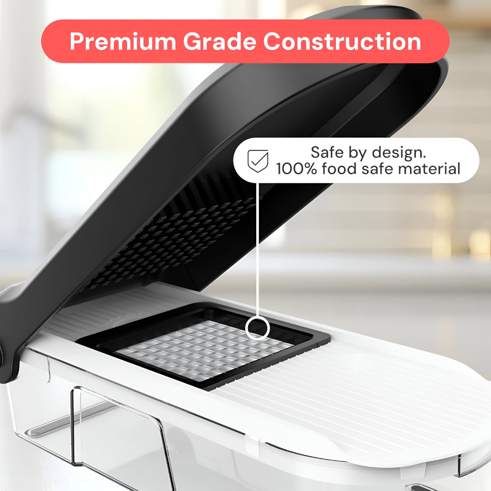 Vegetable Chopper 7-In-1 Stainless Steel Blades Safety Guard